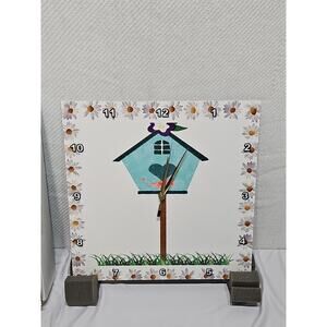 13×13 Wall Clock Birdhouse & Flower Background